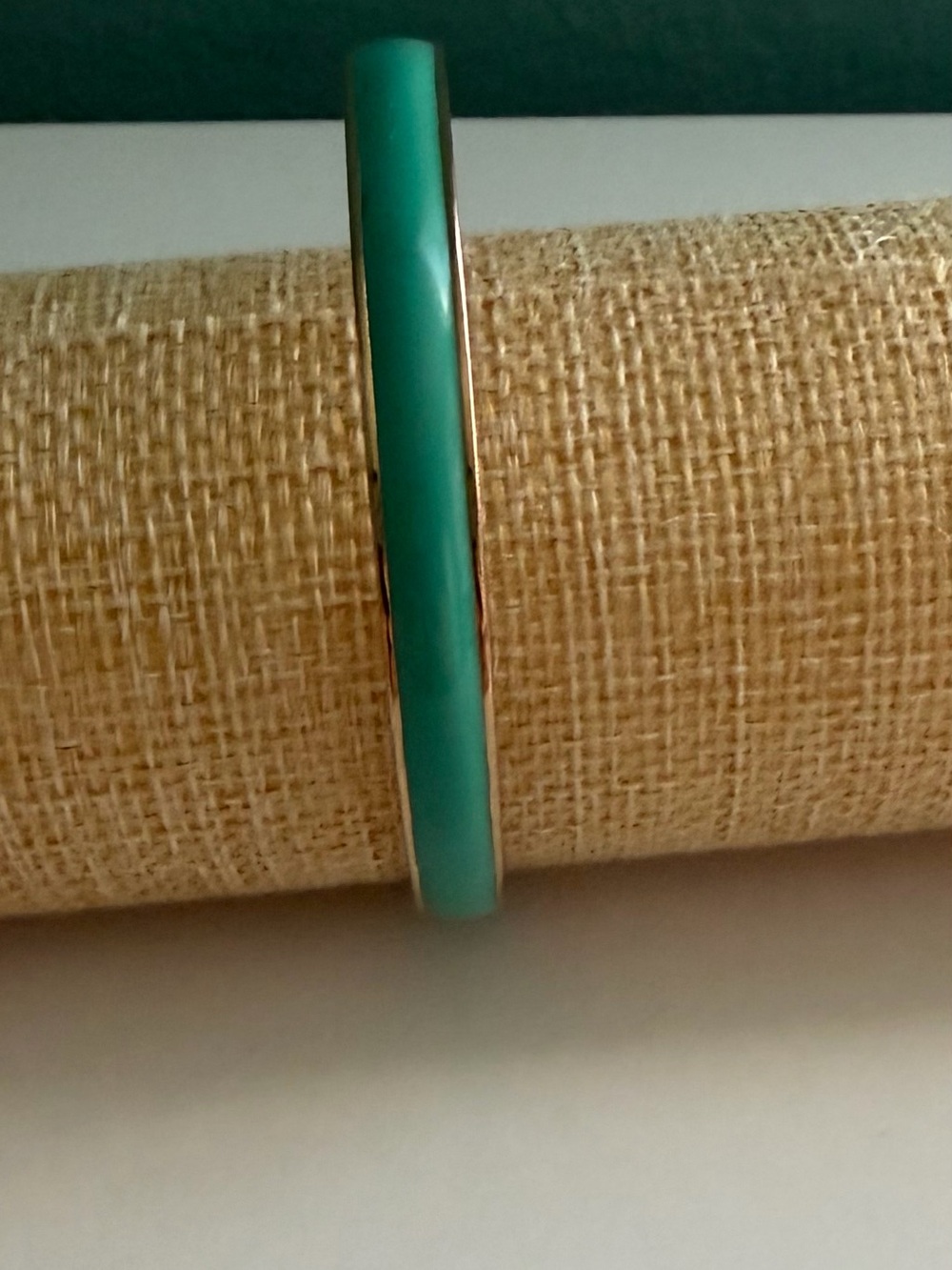 Vintage J. Crew Classic Thin Turquoise Enamel and GoldTone Bangle Bracelet